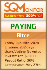 Bitce HYIP Status Button