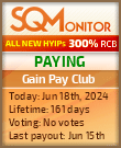 Gain Pay Club HYIP Status Button