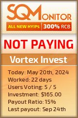 Vortex Invest HYIP Status Button