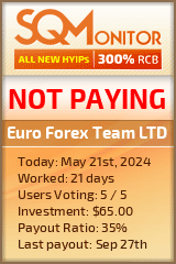 Euro Forex Team LTD HYIP Status Button