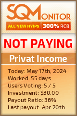 Privat Income HYIP Status Button