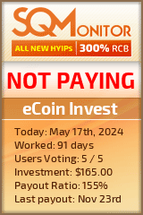 eCoin Invest HYIP Status Button