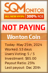 Wonton Coin HYIP Status Button