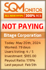 Bitage Corporation HYIP Status Button