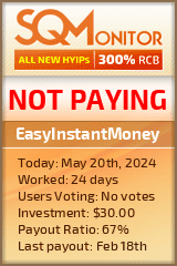 EasyInstantMoney HYIP Status Button