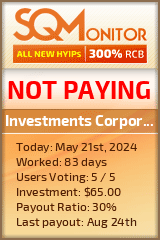 Investments Corporation Pegas HYIP Status Button