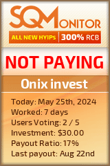 Onix invest HYIP Status Button