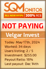 Velgar Invest HYIP Status Button