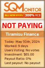 Tiramisu Finance HYIP Status Button