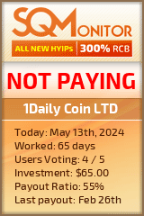 1Daily Coin LTD HYIP Status Button