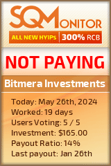 Bitmera Investments HYIP Status Button