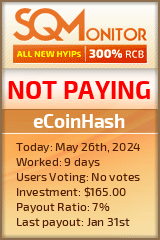 eCoinHash HYIP Status Button