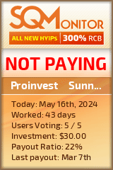 Proinvest – Sunny Trade HYIP Status Button