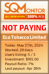 Eco Tobacco Limited HYIP Status Button