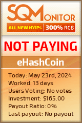 eHashCoin HYIP Status Button