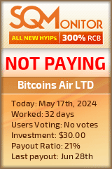 Bitcoins Air LTD HYIP Status Button