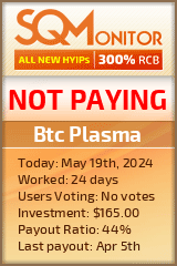 Btc Plasma HYIP Status Button