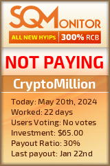 CryptoMillion HYIP Status Button