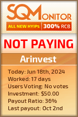 Arinvest HYIP Status Button
