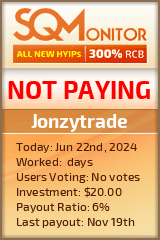 Jonzytrade HYIP Status Button