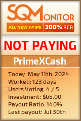 PrimeXCash HYIP Status Button