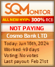 Cosmo Bank LTD HYIP Status Button