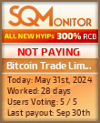 Bitcoin Trade Limited HYIP Status Button