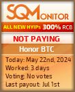Honor BTC HYIP Status Button