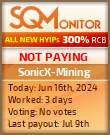 SonicX-Mining HYIP Status Button