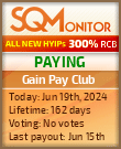 Gain Pay Club HYIP Status Button