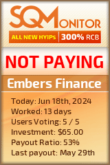 Embers Finance HYIP Status Button
