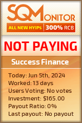 Success Finance HYIP Status Button