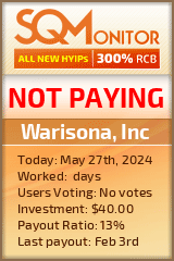 Warisona, Inc HYIP Status Button