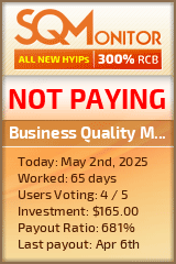 Business Quality Management HYIP Status Button