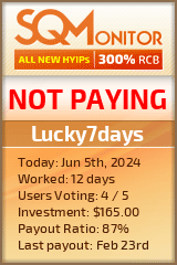 Lucky7days HYIP Status Button