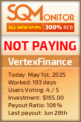 VertexFinance HYIP Status Button