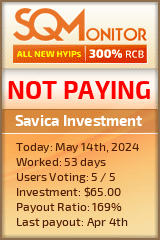 Savica Investment HYIP Status Button