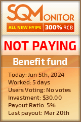Benefit fund HYIP Status Button