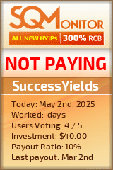 SuccessYields HYIP Status Button