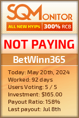 BetWinn365 HYIP Status Button