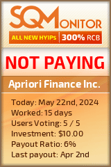 Apriori Finance Inc. HYIP Status Button