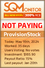 ProvisionStock HYIP Status Button