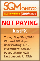 JustFX HYIP Status Button