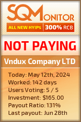 Vndux Company LTD HYIP Status Button