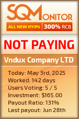 Vndux Company LTD HYIP Status Button