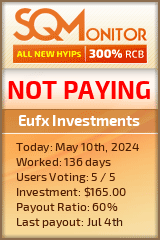 Eufx Investments HYIP Status Button