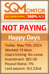 Happy Days HYIP Status Button