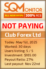 Club Forex Ltd HYIP Status Button