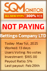 Bettingo Company LTD HYIP Status Button