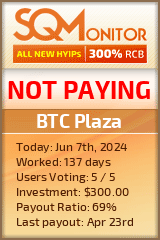 BTC Plaza HYIP Status Button